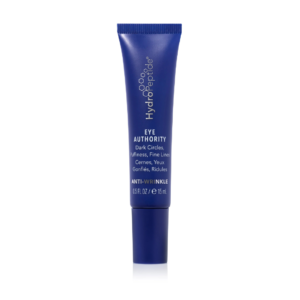 Blue skincare tube labeled Hydropeptide Eye Authority Anti-Wrinkle for eyes (15 ml).