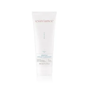 White Exuviance Gentle Cream Cleanser tube standing upright, labeled RELAX for sensitive dry skin, 212 mL.