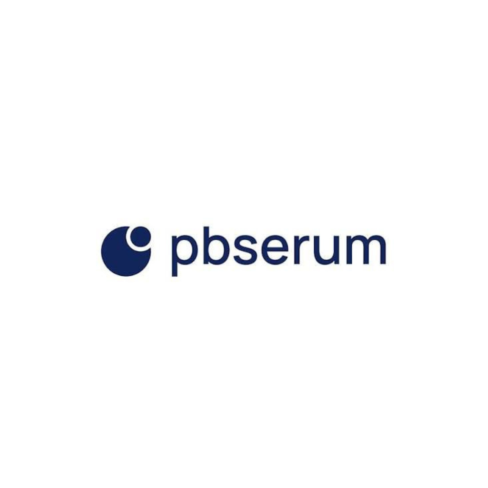 pbserum logo: a dark blue circular mark to the left of the word 'pbserum' in lowercase.