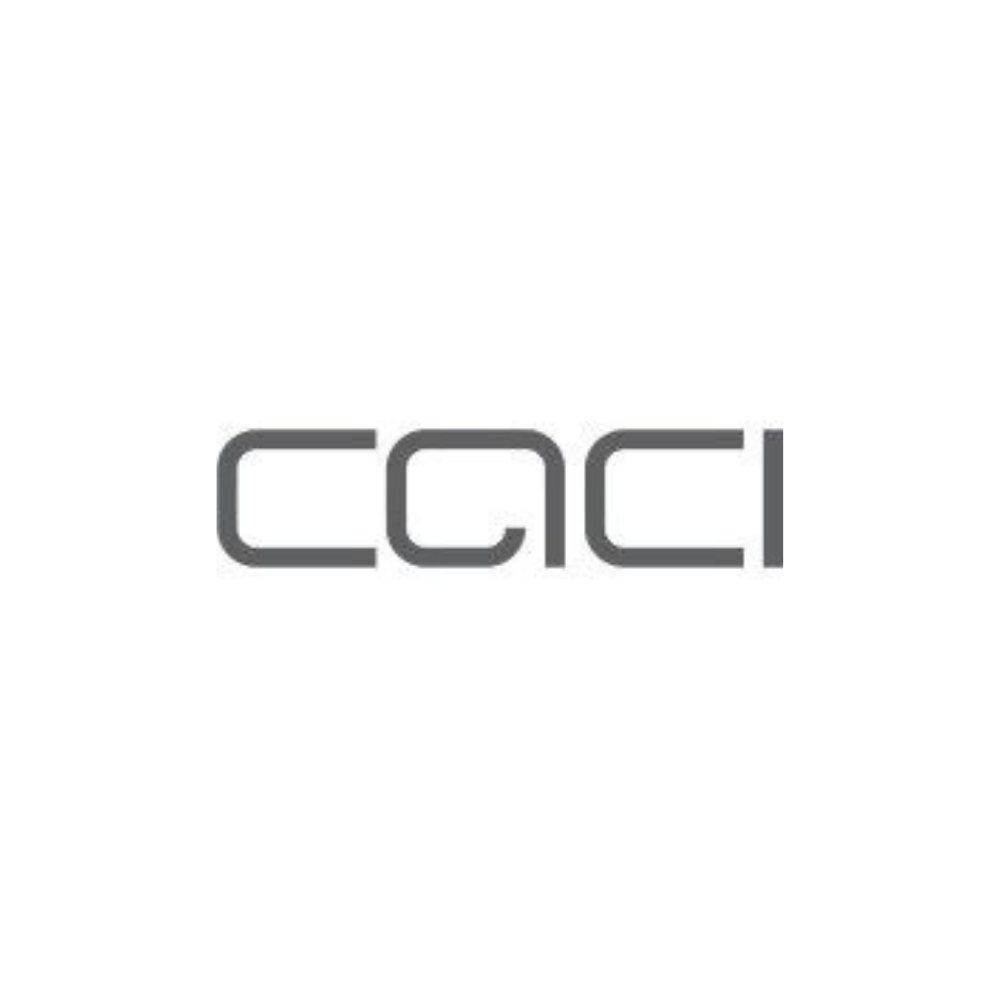 CACI logo in gray letters on a white background