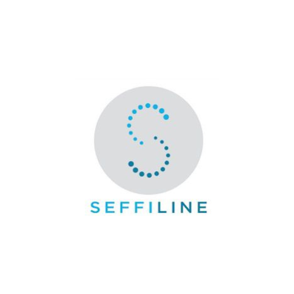Logo: gray circle with a dotted blue 'S' and the word SEFFLINE in blue below it