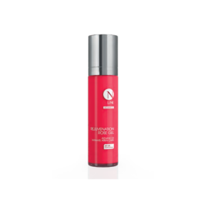 Red cylindrical bottle of N Line Advanced Rejuvenation Rose Gel for intimate area care with a silver cap.