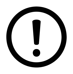Warning symbol: exclamation mark inside a circle, indicating attention needed