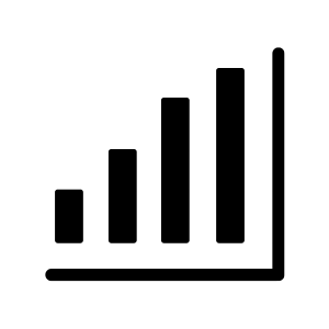 Bar chart with four increasing bars showing growth from left to right on a baseline.