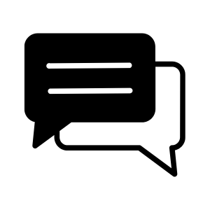 Chat message icon: two overlapping speech bubbles indicating messaging functionality