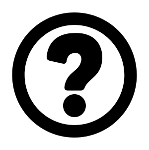 Help icon: question mark inside a circle, indicating information or assistance