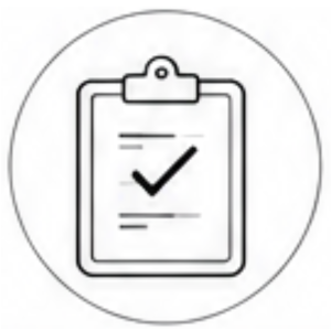 Clipboard with a checkmark, indicating a completed task or approval.