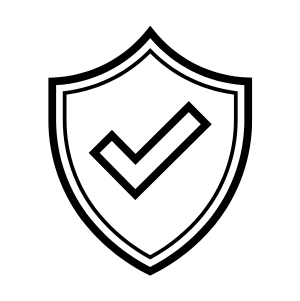 Shield icon with a checkmark indicating security or verification status