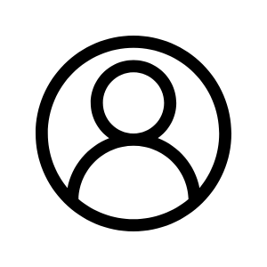 Profile avatar icon: a simple user silhouette inside a circle with bold outline