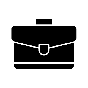 Black briefcase icon representing business or professional services.