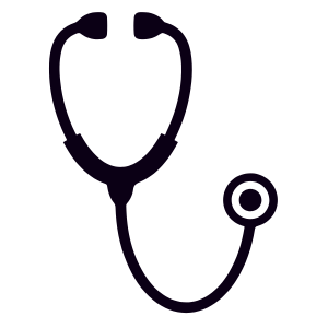 Outline of a stethoscope, a medical examination tool (silhouette).