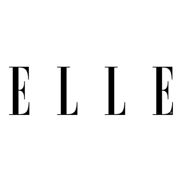 ELLE magazine logo with four black serif letters 'ELLE' on white background